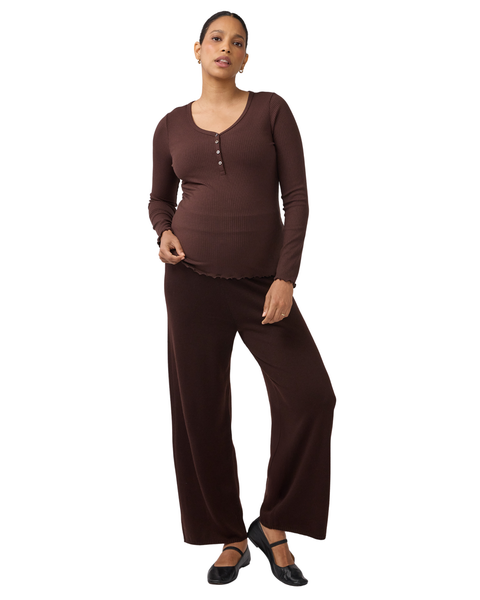 Long Sleeve Rib Maternity Nursing Henley