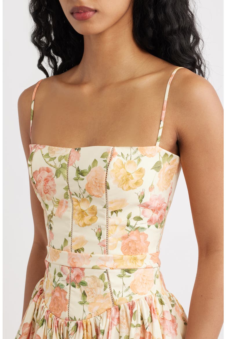 Ysabella Floral Stretch Cotton Maxi Sundress, Alternate, color, WARM ROSE PRINT