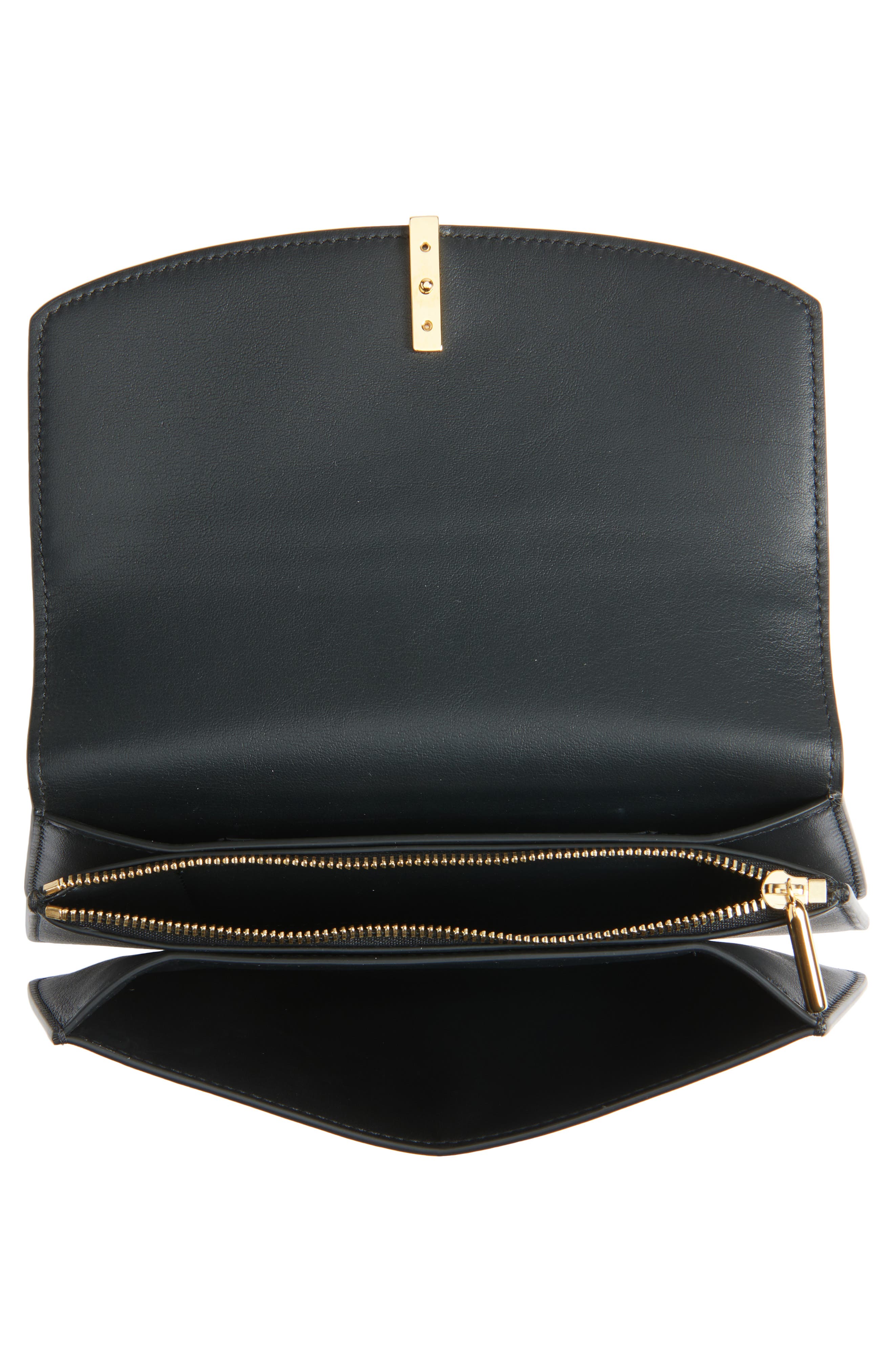 SAVETTE The Florence Leather Clutch, Alternate, color, Black