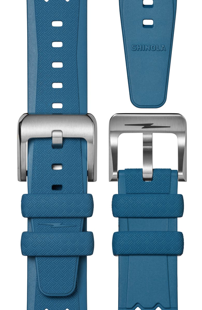 Shinola Duck Rubber Strap Watch, 40mm, Alternate, color, Blue