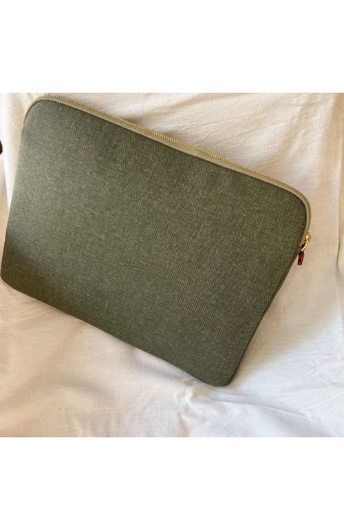 Kai & Vrosi K'ai & Vrosi Zipped Canvas Laptop Case For 13" 14" In Green
