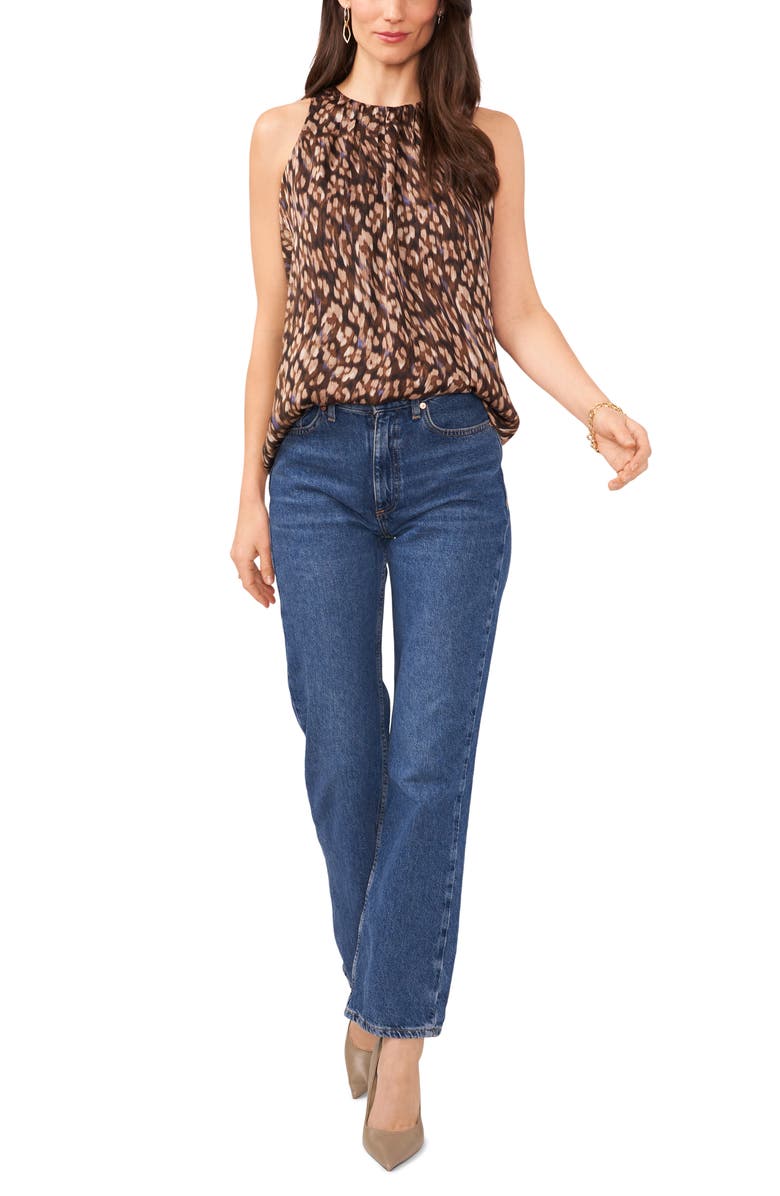 Vince Camuto Leopard Print Sleeveless Top, Alternate, color, 