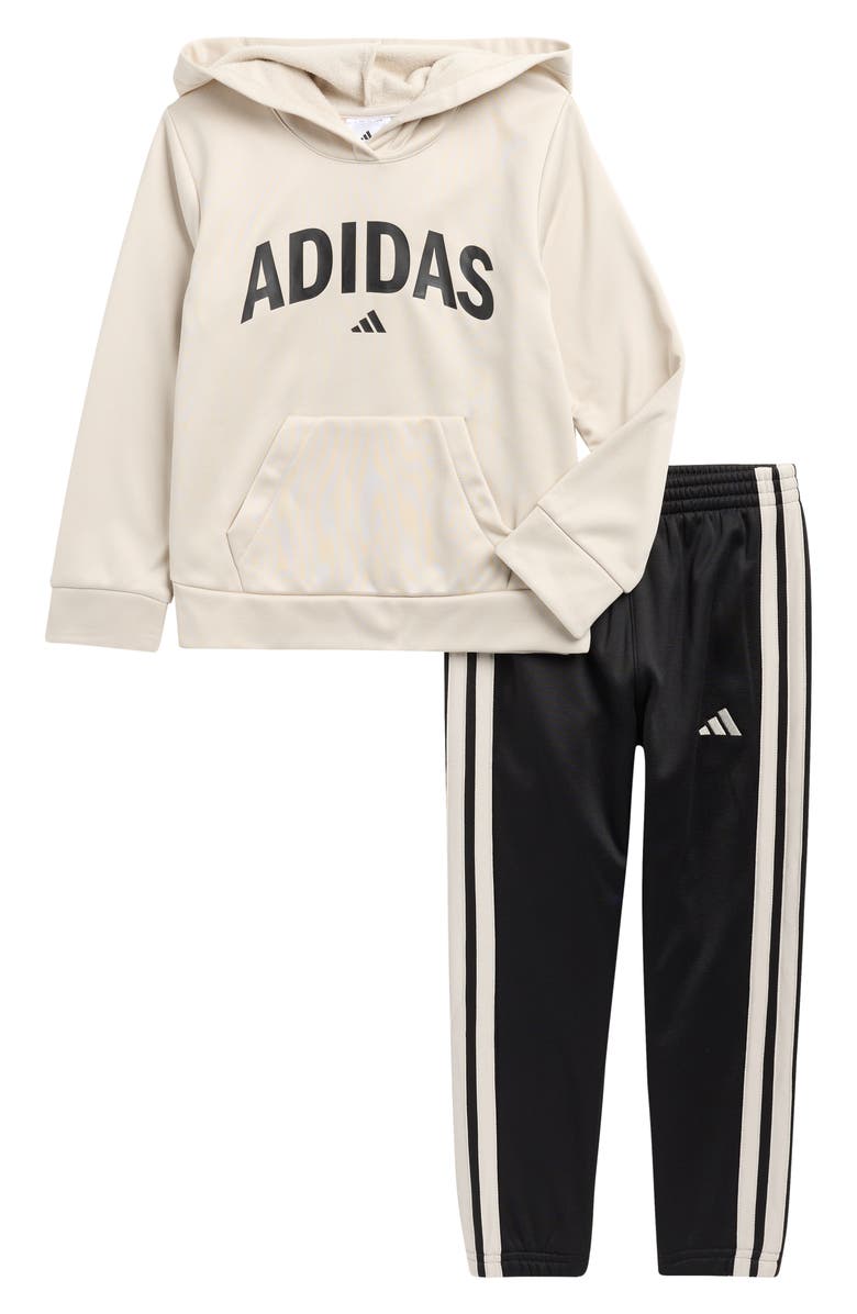 adidas Kids' Logo Fleece Graphic Hoodie, Main, color, Natural