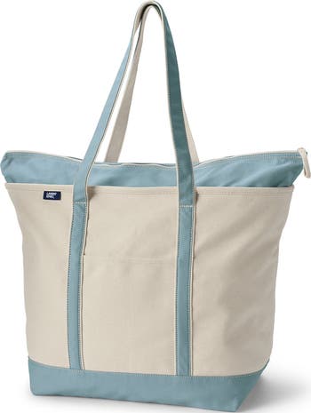 Lands' End Zip Top Long Handle Canvas Tote Bag | Nordstrom