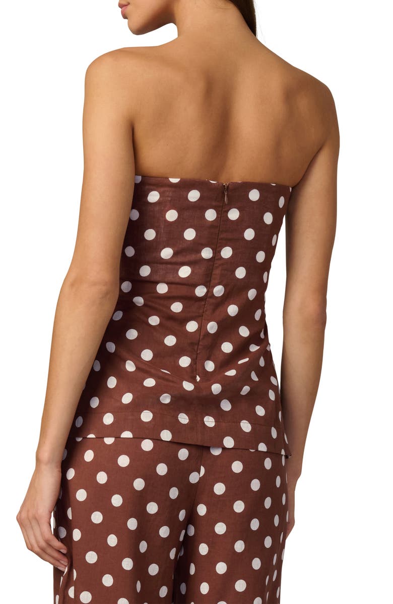 Joe's The Mariel Dot Strapless Linen & Cotton Top, Alternate, color, Chocolate/ Ecru Dot