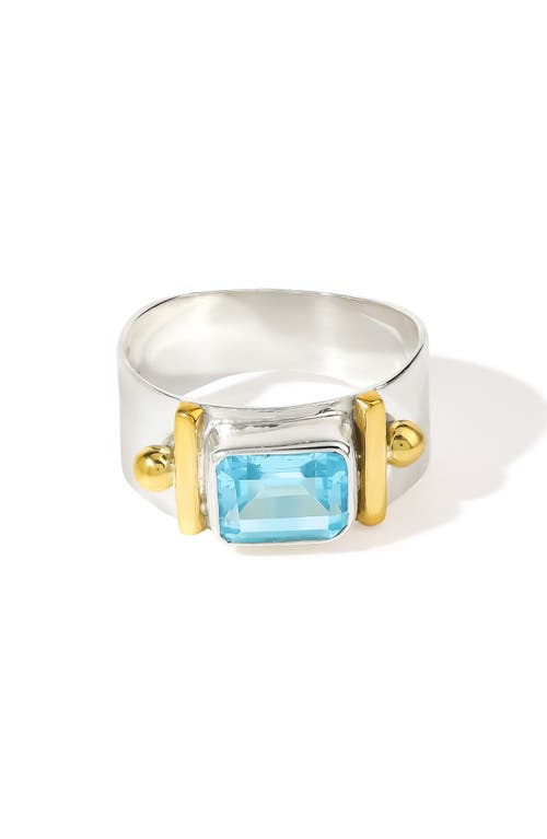 Ys Gems Baguette Cut Gemstone Ring In Blue
