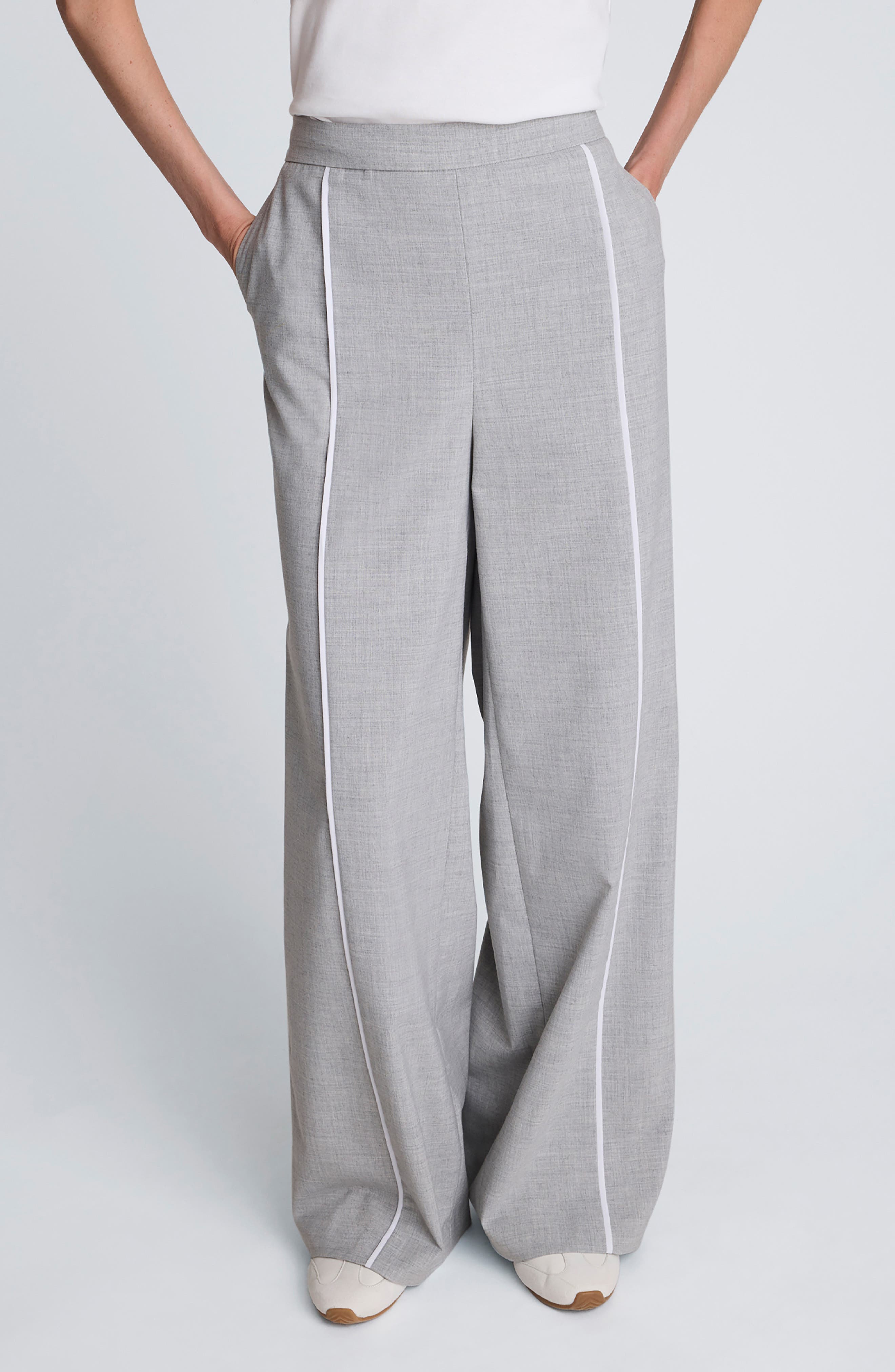 Kenneth Cole Piping Detail Wide Leg Pants