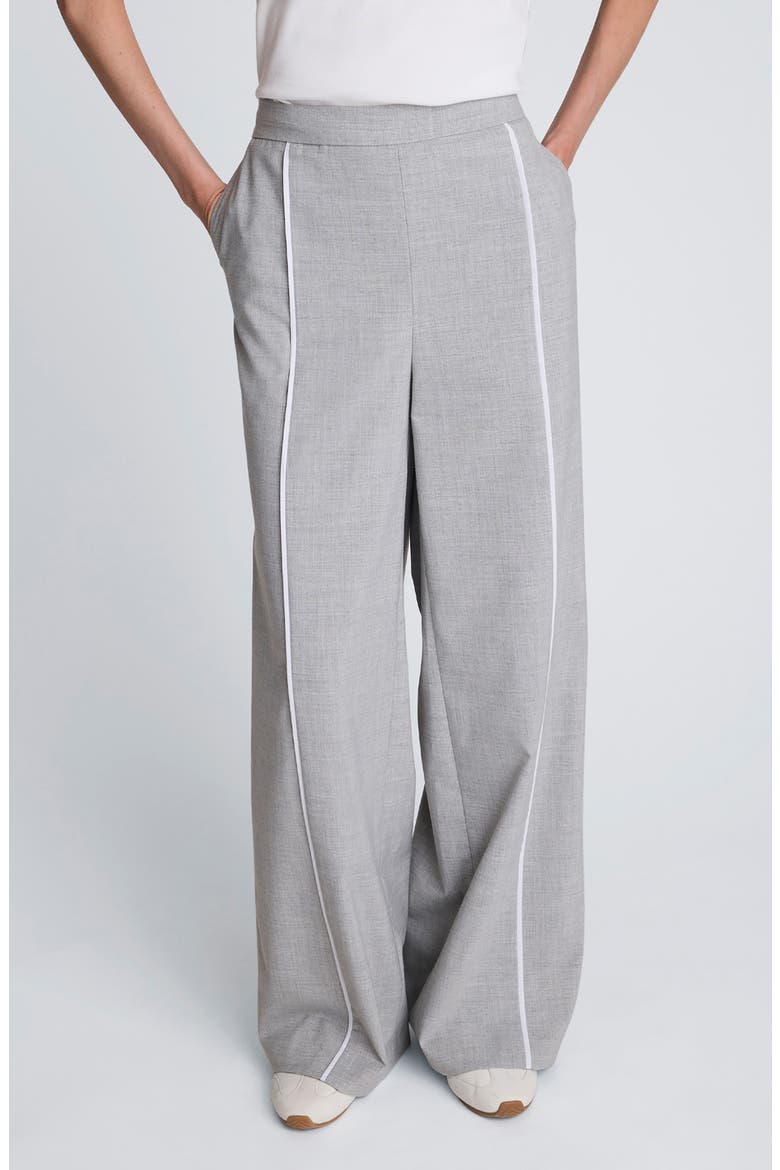 Piping Detail Wide Leg Pants, Main, color, LIGHT HEATHER GREY