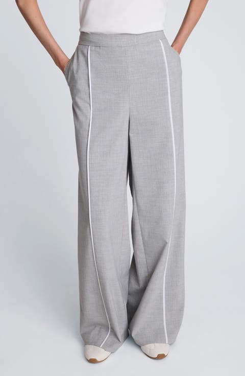 Piping Detail Wide Leg Pants
