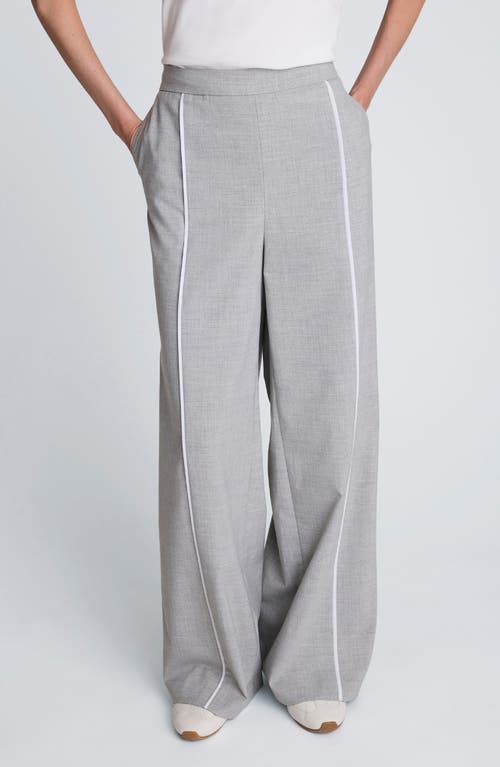 Kenneth Cole Piping Detail Wide Leg Pants In Gray