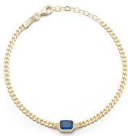 SPHERA MILANO 14K Gold Vermeil Curb Link CZ Solitaire Bracelet