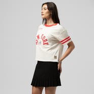 Mitchell & Ness Women's Mitchell & Ness  Cream New York Yankees Cooperstown Collection Cropped Yoke T-Shirt