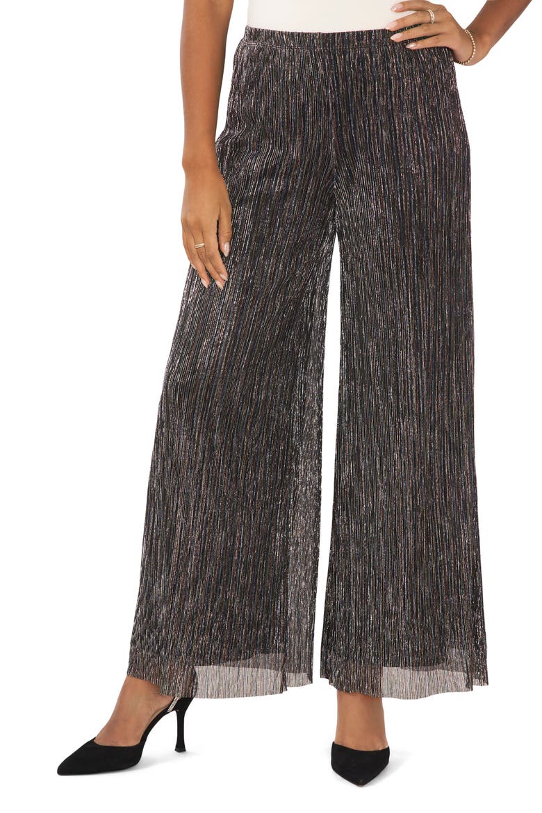 Lurex® Crinkle Mesh Palazzo Pants, Main, color, BLACK/GOLD