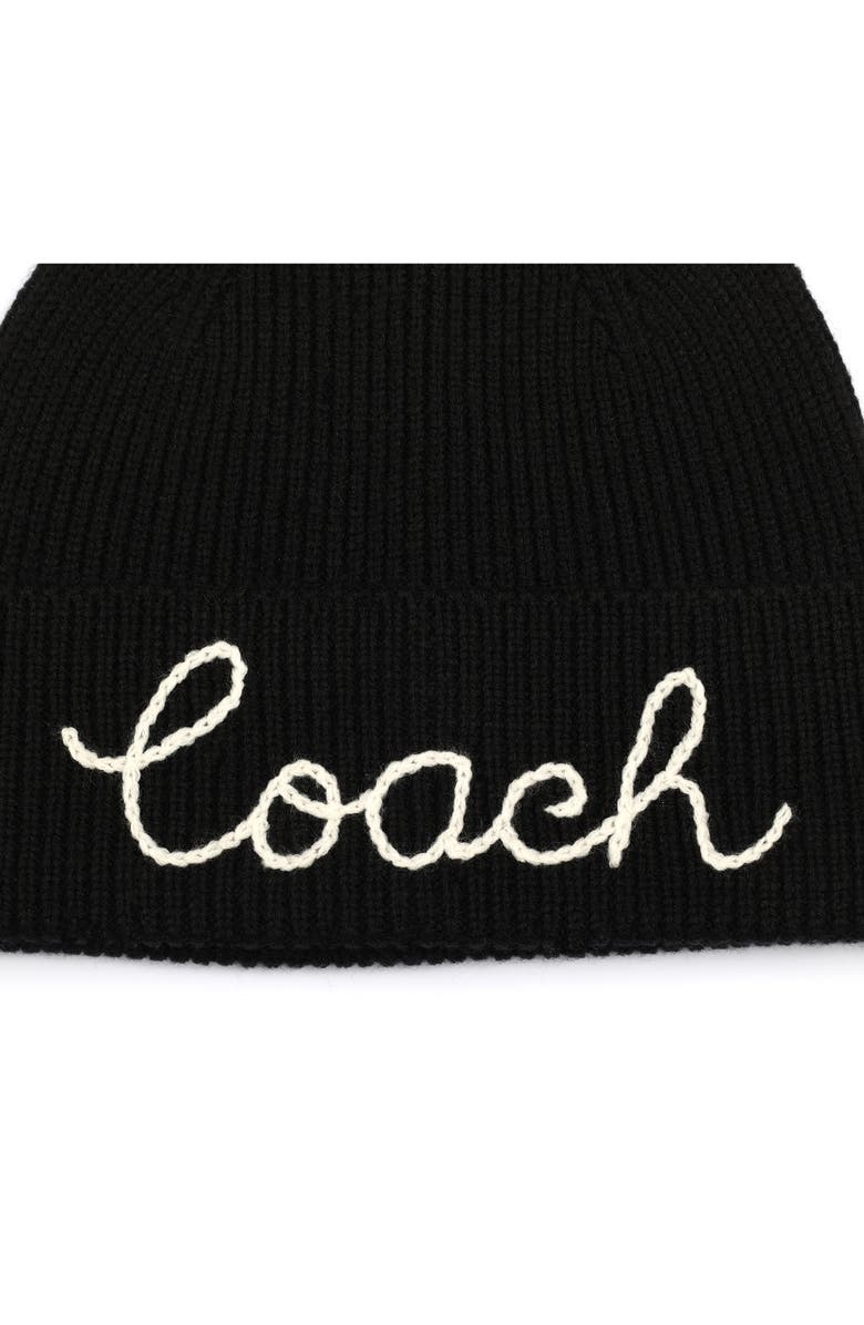 COACH Logo Script Pompom Beanie, Alternate, color,