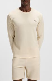 BOSS Waffle Knit Long Sleeve Lounge T-Shirt