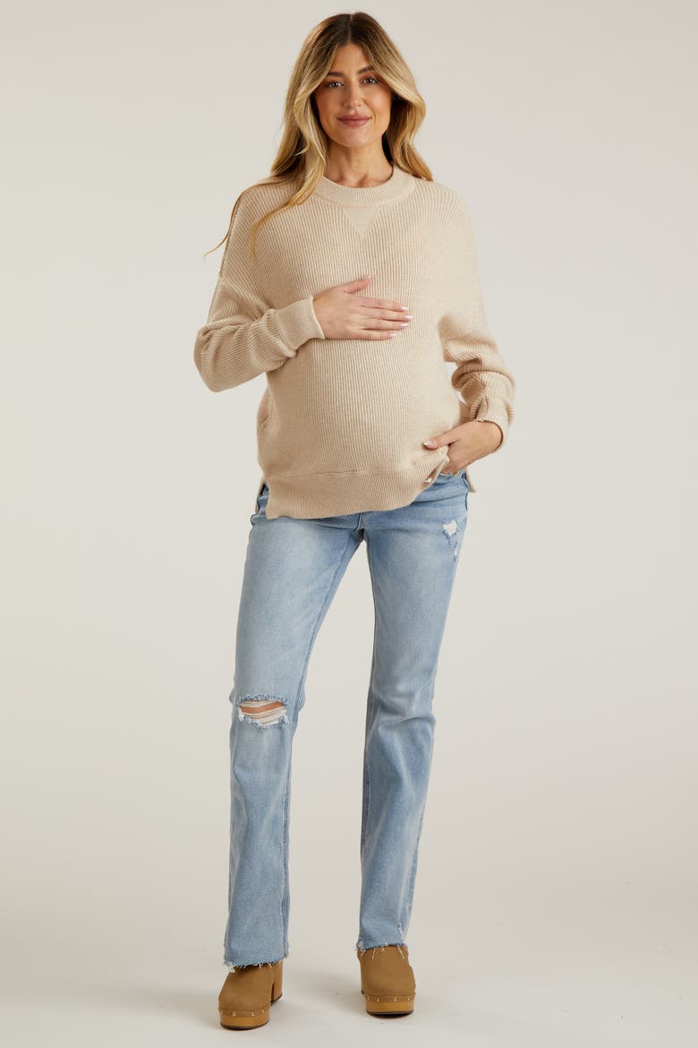 Blue Distressed Bootcut Maternity Jeans, Main, color, Blue