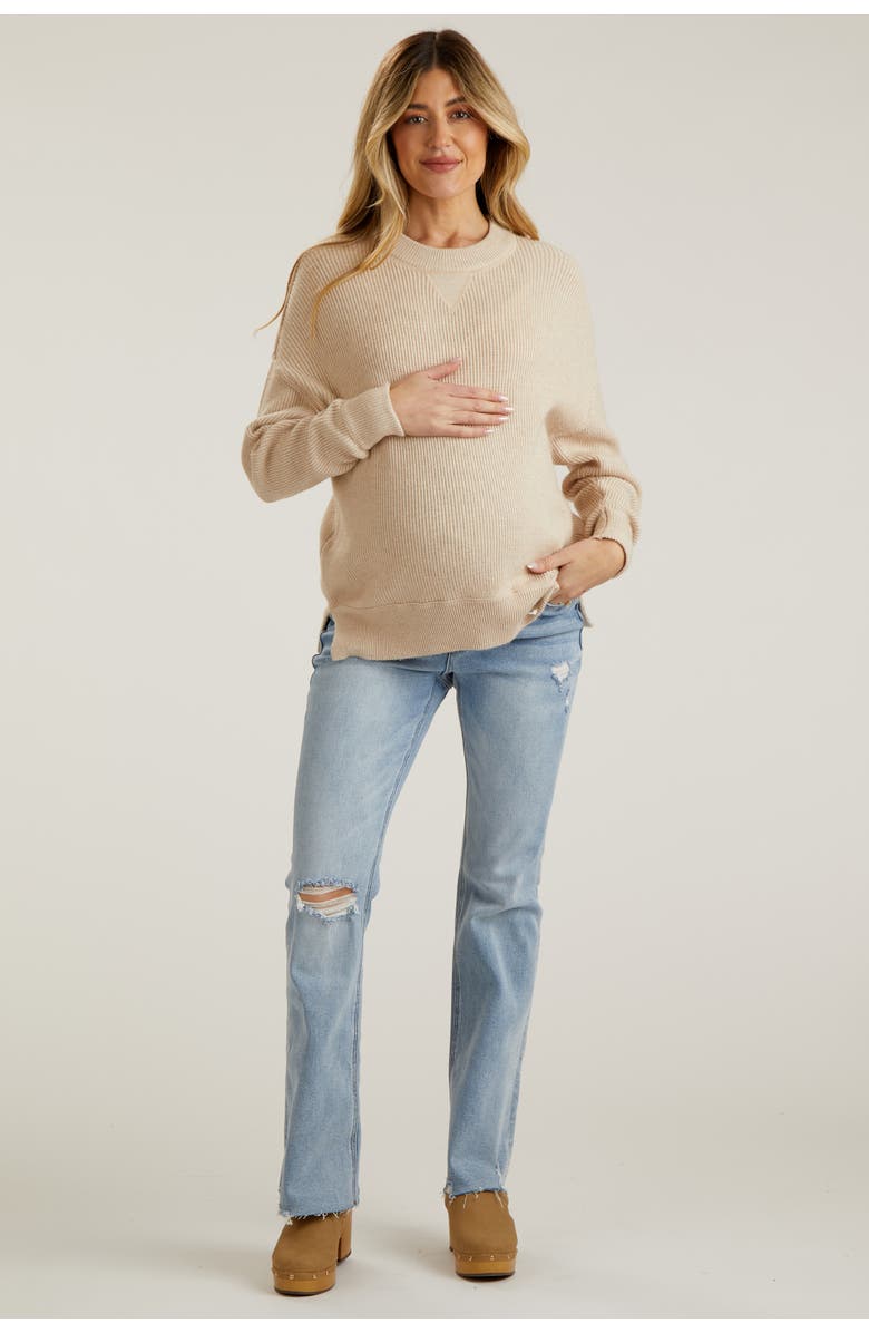 PinkBlush Blue Distressed Bootcut Maternity Jeans, Main, color, Blue