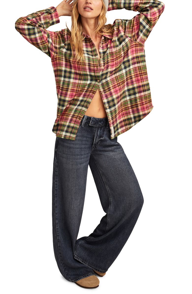 Lucky Brand Clyde Plaid Boyfriend Button-Up Shirt, Alternate, color,