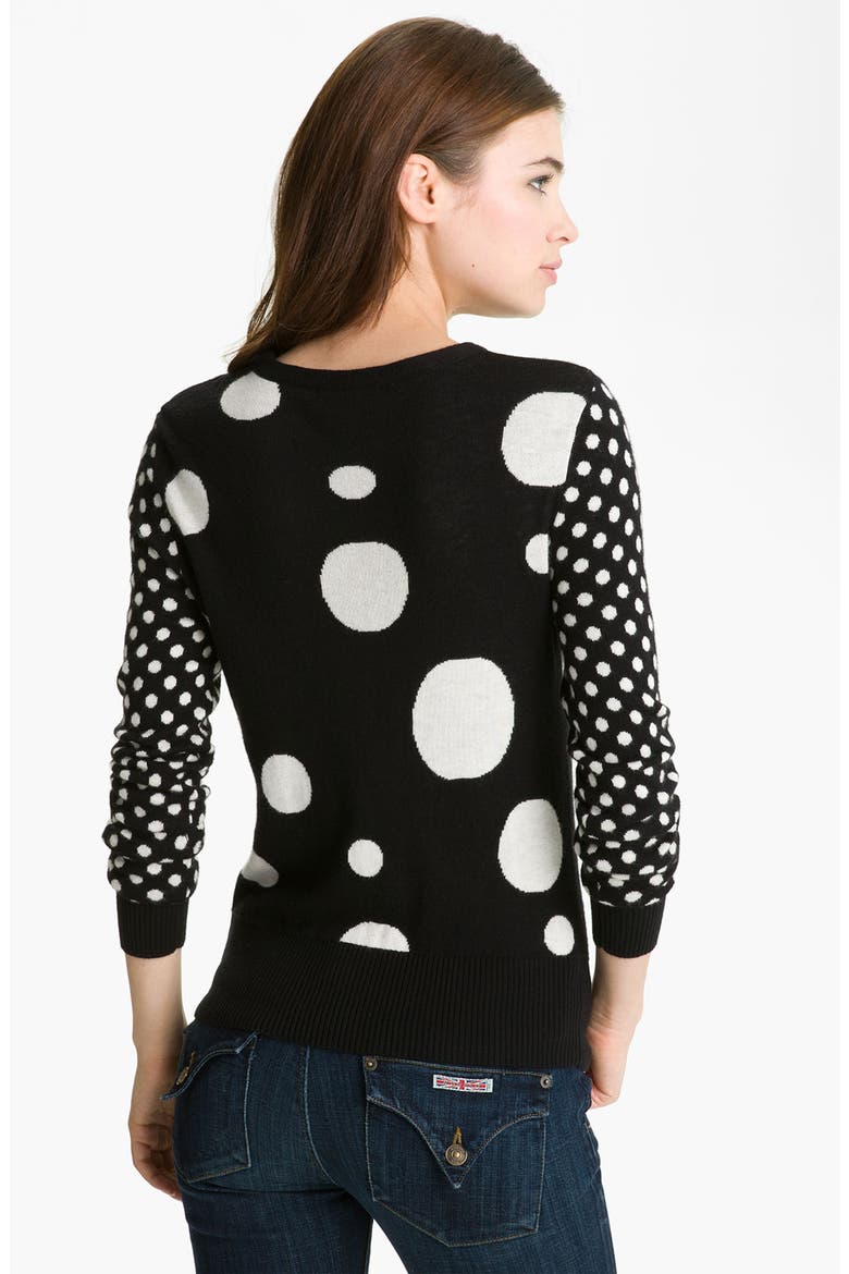 Polka Dot Sweater, Alternate, color, BLACK/ WHITE
