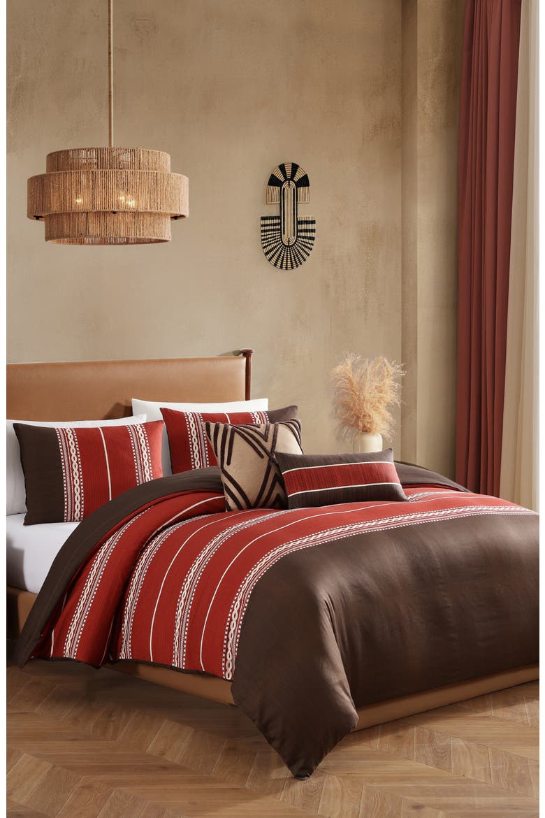 Terra Spice Reversible 5-Piece Comforter Set, Alternate, color, BROWN