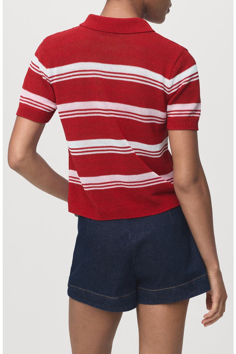 Stripe Short Sleeve Polo Sweater, Alternate, color, RED