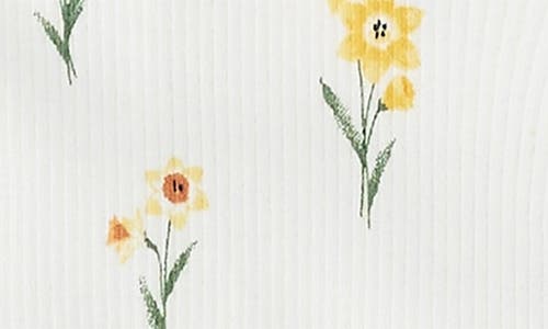 FIRSTS BY PETIT LEM FIRSTS BY PETIT LEM DAFFODIL PRINT COTTON RIB BUBBLE ROMPER 