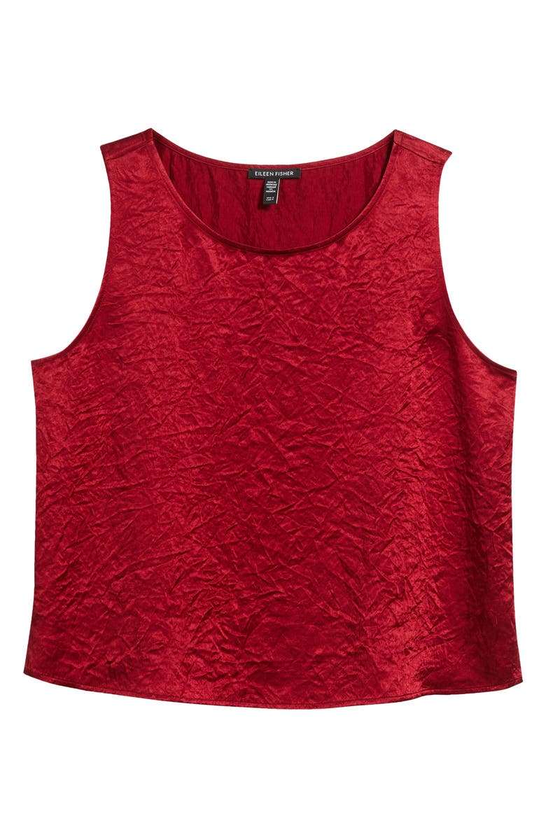 Eileen Fisher Crinkle Satin Shell Top, Alternate, color, Ruby