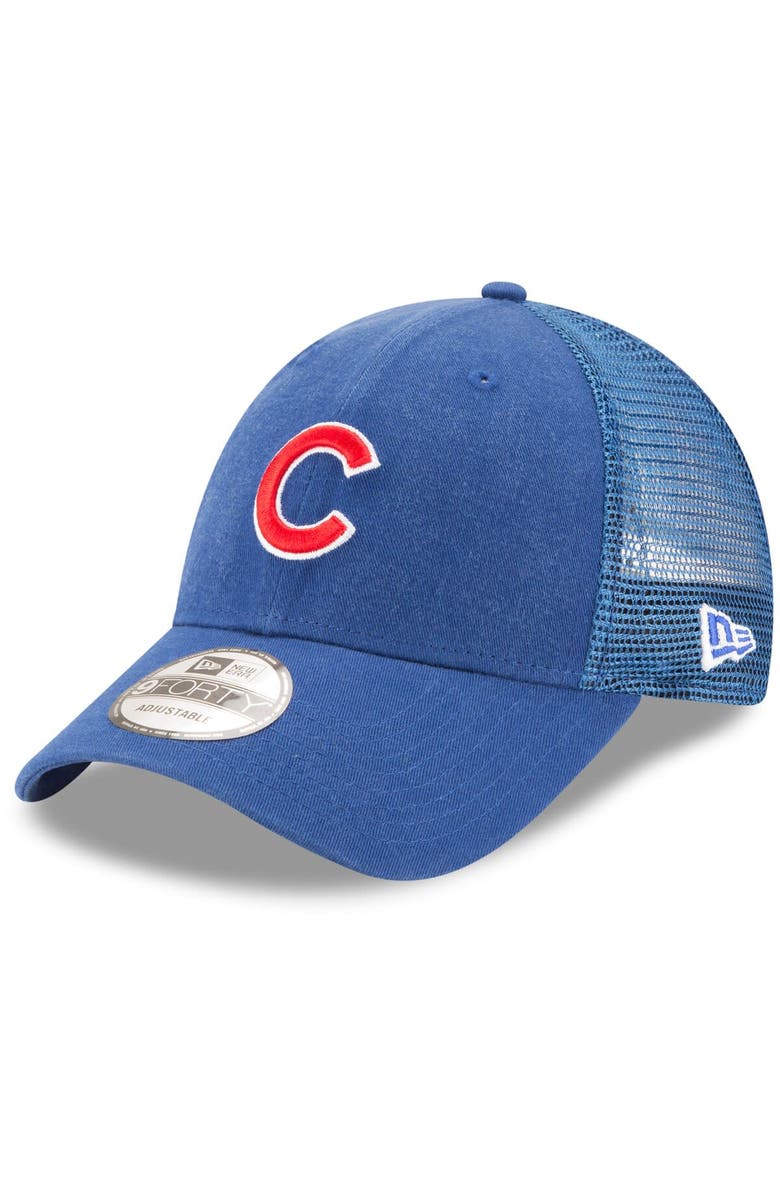 New Era Men's New Era Royal Chicago Cubs Trucker 9FORTY Adjustable Snapback Hat, Main, color, 