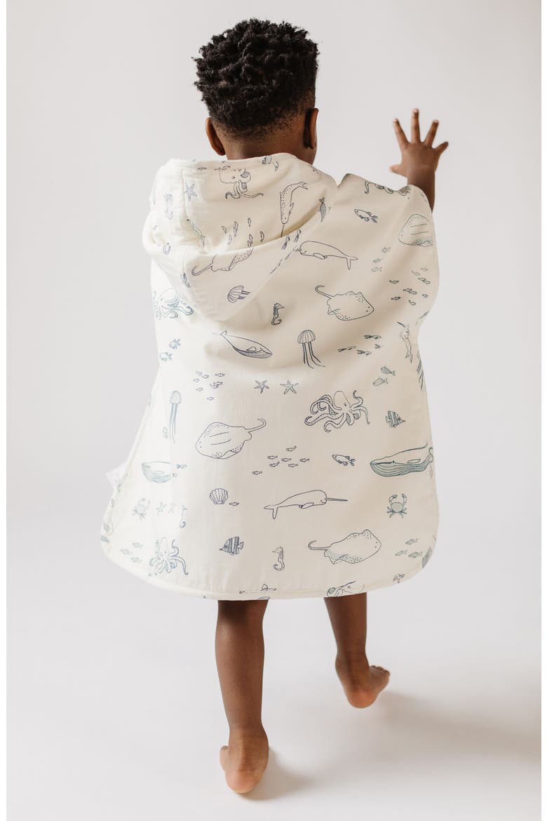 Cotton Hooded Towel Poncho, Alternate, color, LIFE AQUATIC