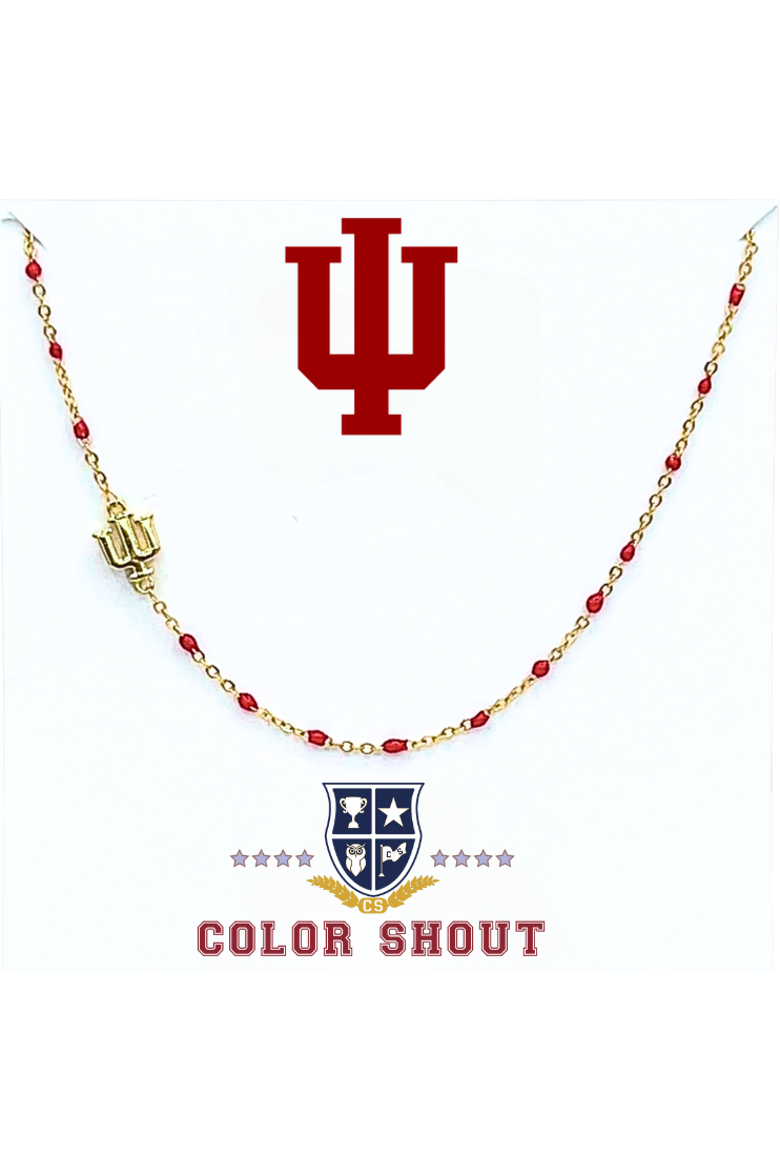 Indiana University Side Necklace, Main, color, Yellow Gold