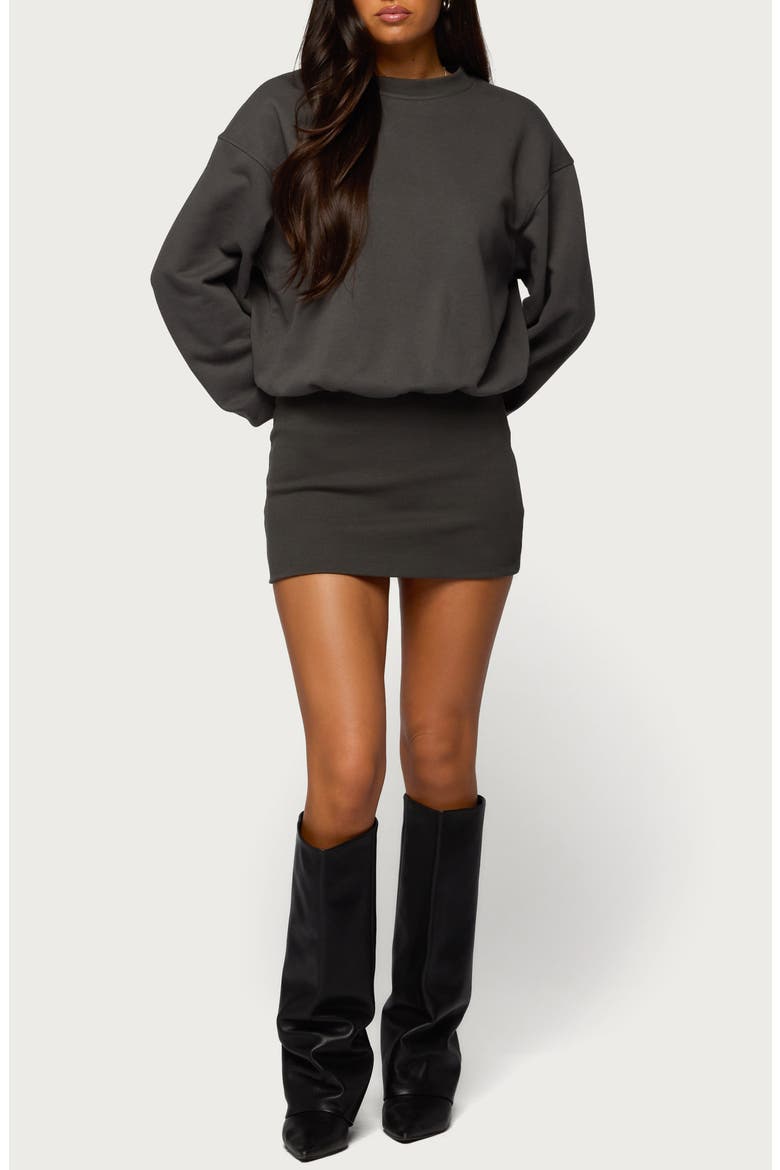 Jannah Long Sleeve Sweatshirt Minidress, Main, color, DARK-GRAY