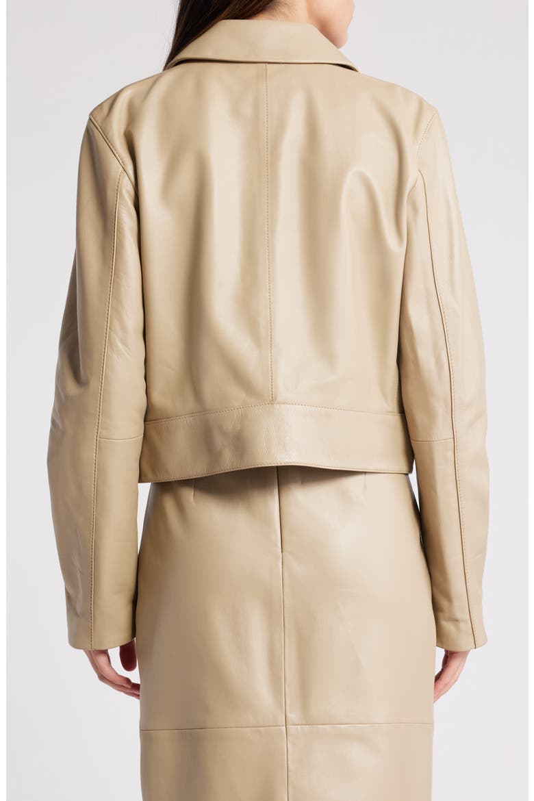 Sadenia Crop Leather Jacket, Alternate, color, LT BGE