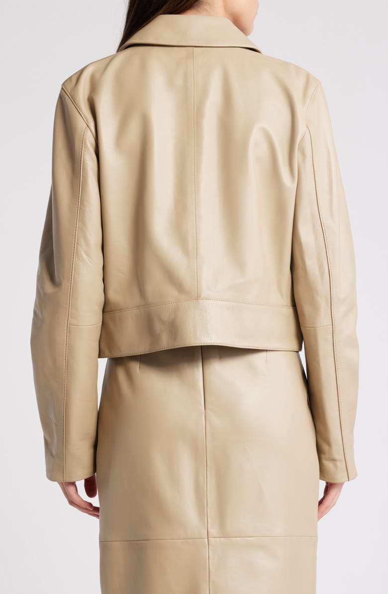 BOSS Sadenia Crop Leather Jacket, Alternate, color, Sand Beige