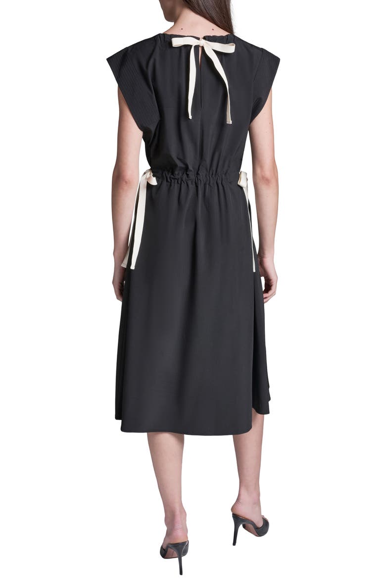 Bow Crepe Midi Dress, Alternate, color, BLACK