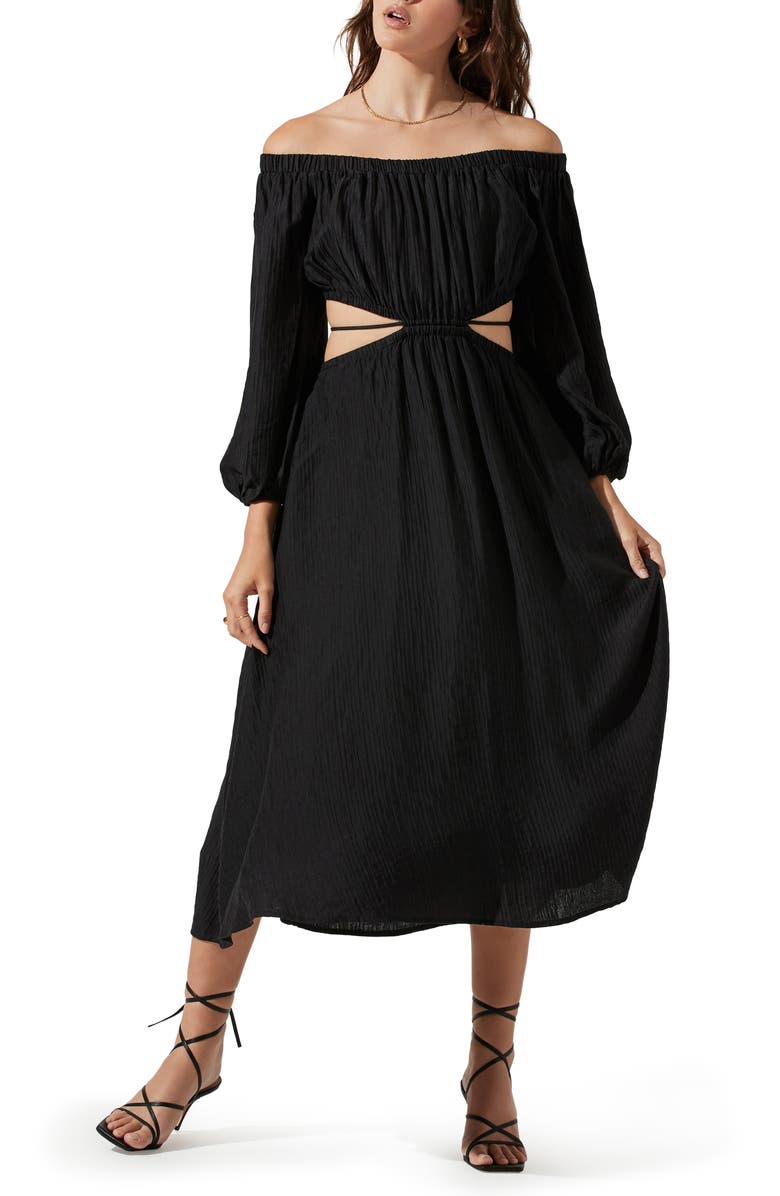 ASTR the Label Cassian Off the Shoulder Long Sleeve Midi Dress, Main, color, 