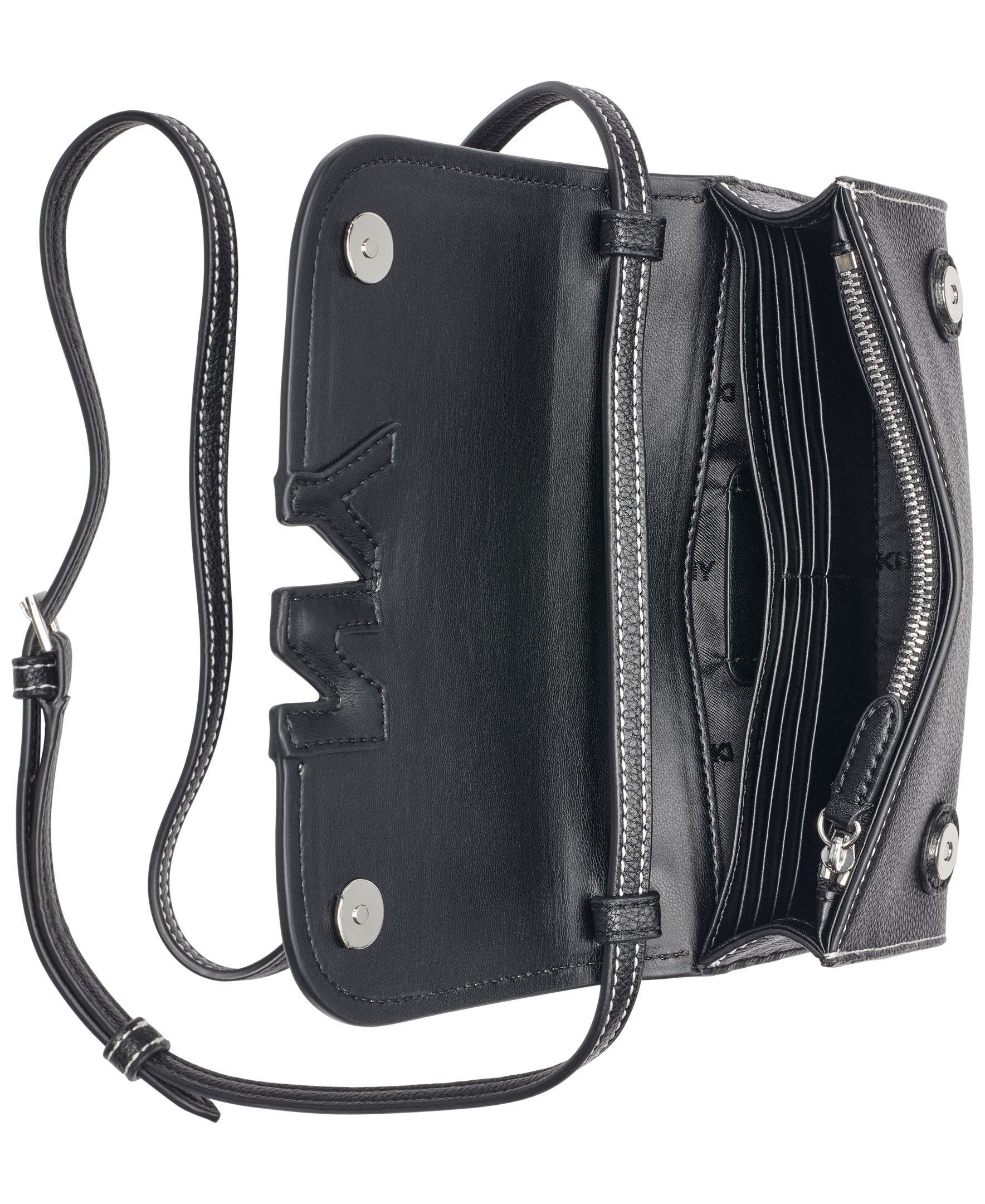 DKNY Nicole Wallet On A String, Alternate, color, Natural/Black