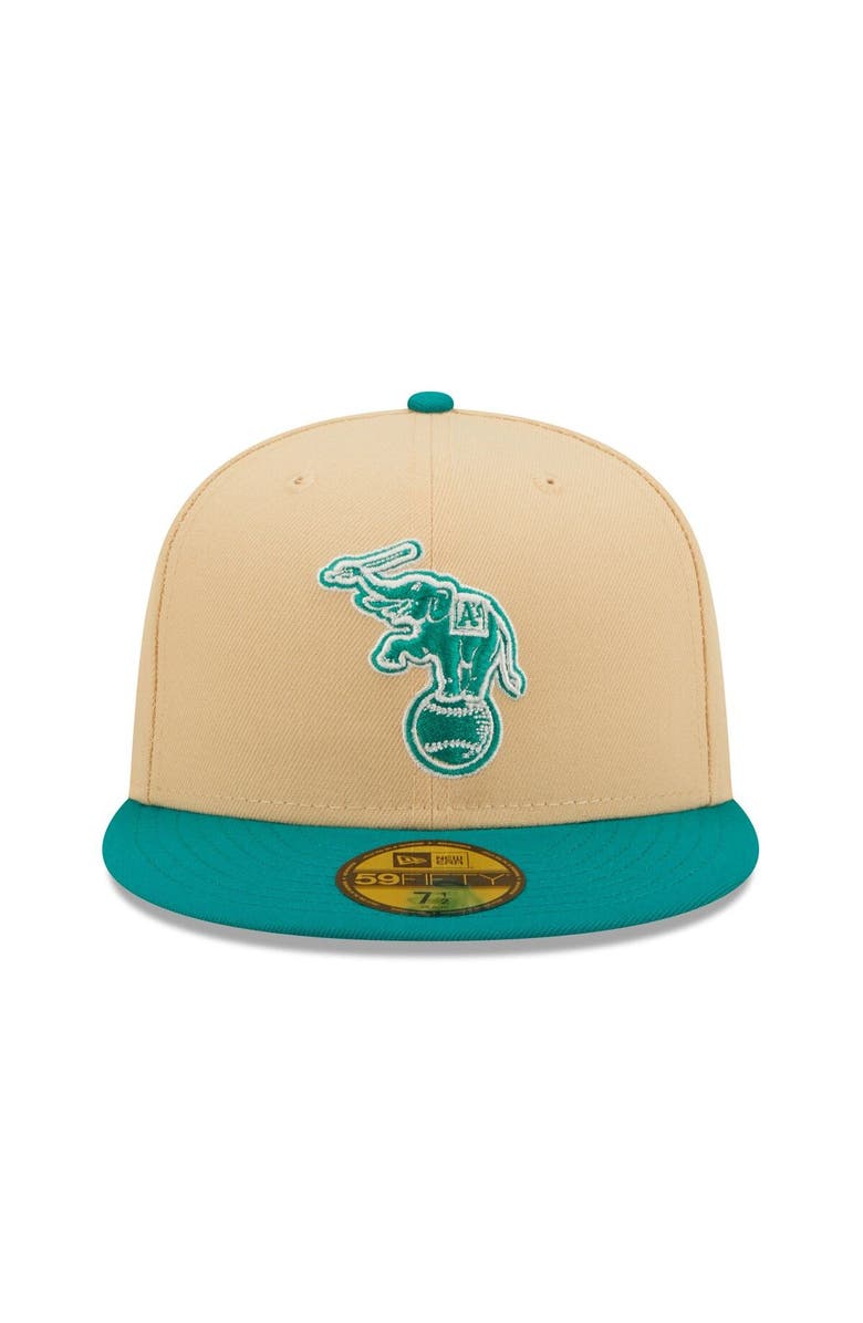 New Era Men's New Era Natural/Teal Oakland Athletics Mango Forest 59FIFTY fitted hat, Alternate, color, Natural
