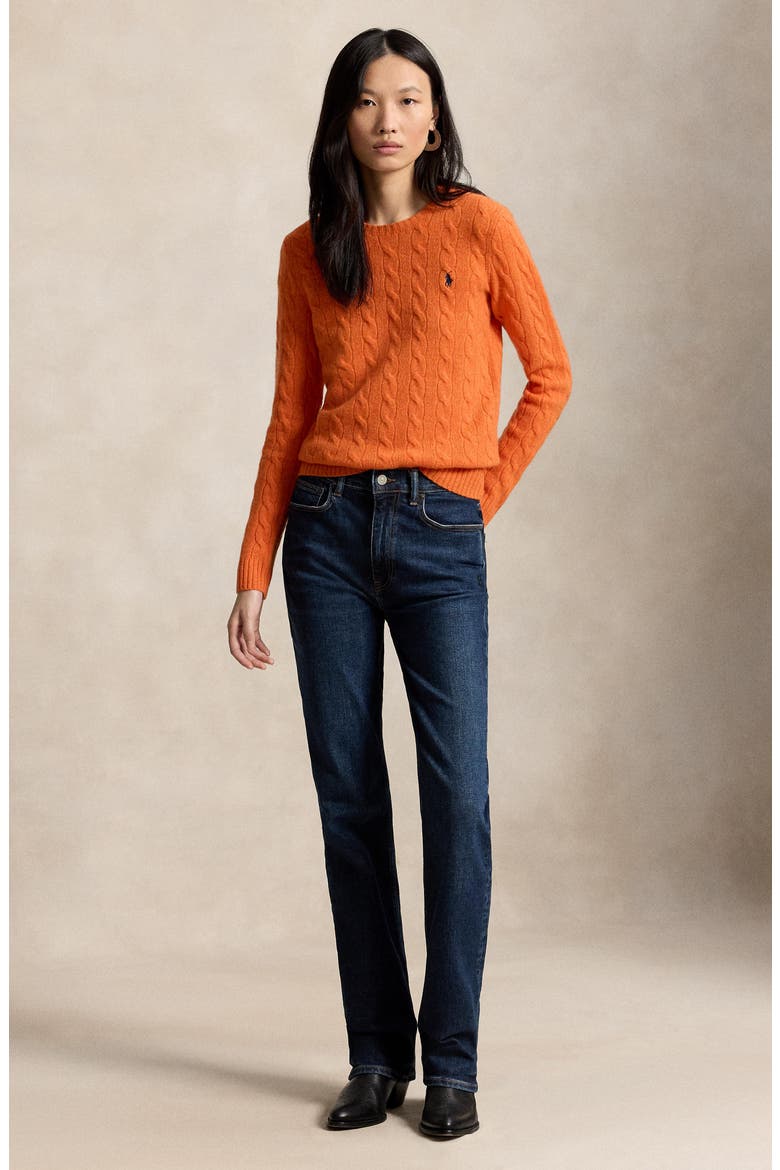 Julianna Crewneck Cotton Sweater, Alternate, color, ORANGE RUST HEATHER
