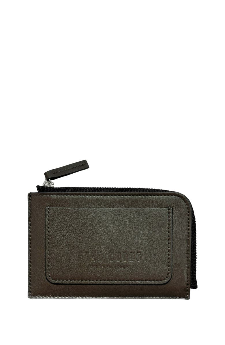 HYER GOODS Upcycled Italian Leather Zip-Around Card Wallet, Main, color, Olive