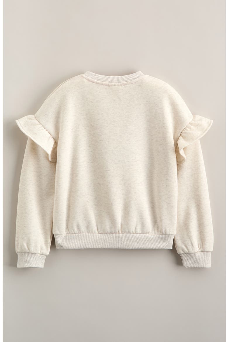 Kids' Ruffle Cotton Blend Sweatshirt, Alternate, color, BEIGE OATMEAL HEATHER HEART