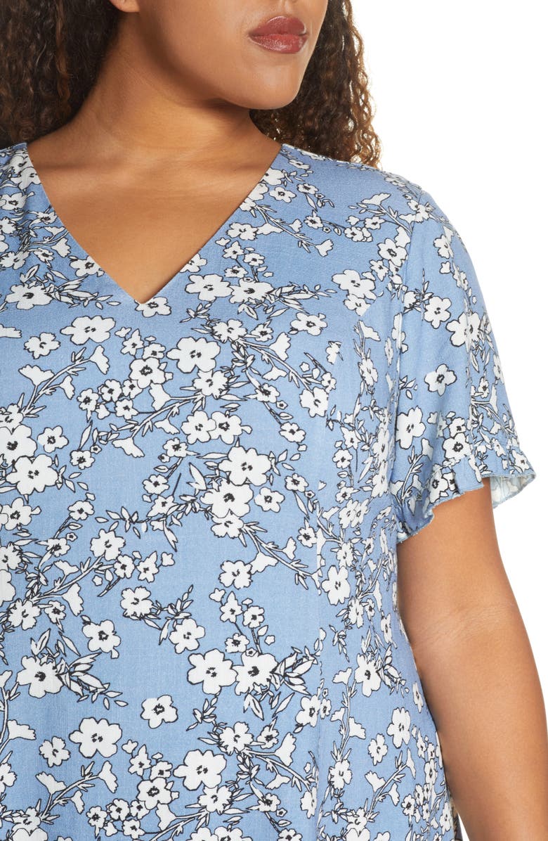 Marée Pour Toi Floral Print Fit & Flare Dress, Alternate, color, 