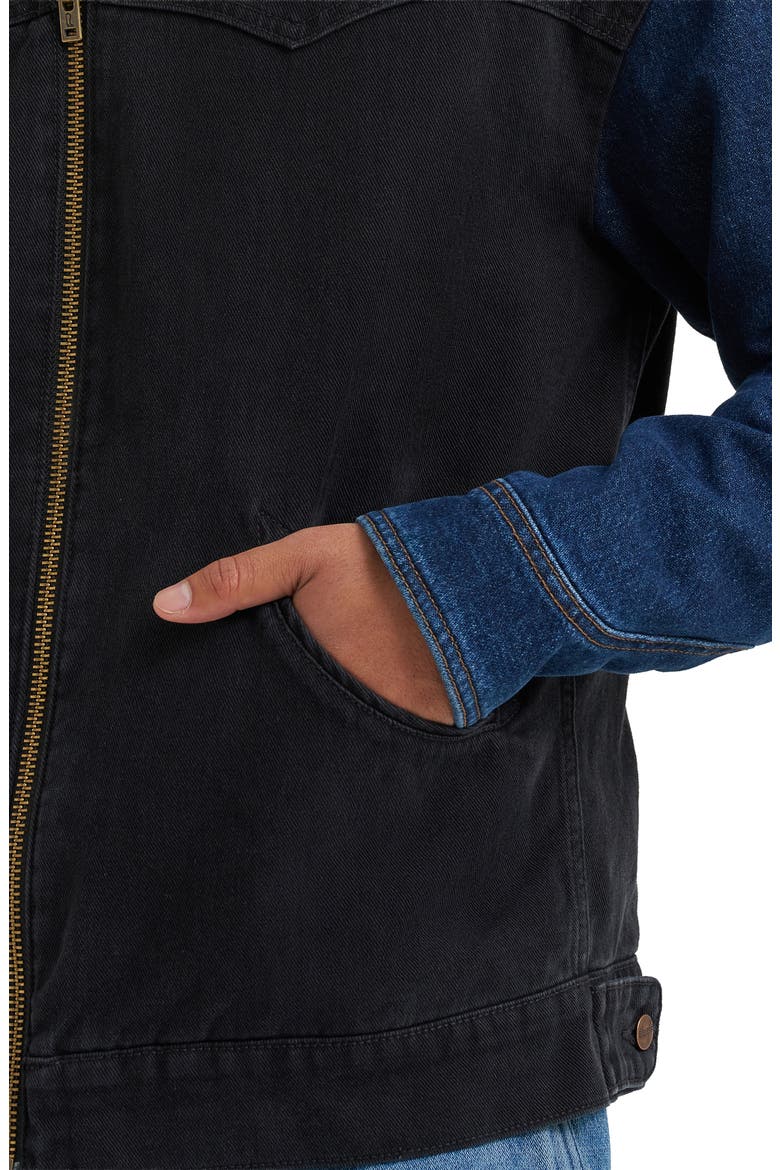 Colorblock Denim Jacket, Alternate, color, BLACK MORNING WASH