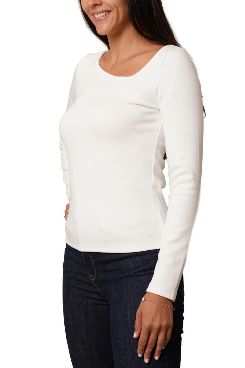 Asymmetric Neck Long Sleeve Top, Alternate, color, BONE