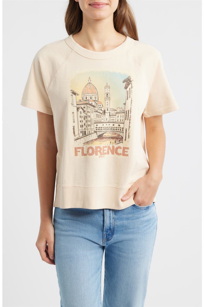 Florence Short Sleeve Cotton Graphic Sweatshirt, Main, color, ECRU