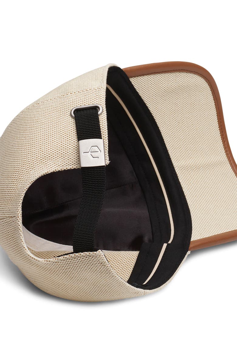 rag & bone Harlow Faux Leather Trim Cotton Canvas Baseball Cap, Alternate, color,