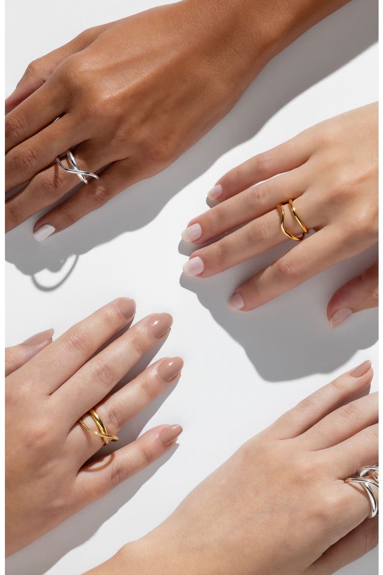 Naeva double and wave ring, Alternate, color, GOLD PLATE