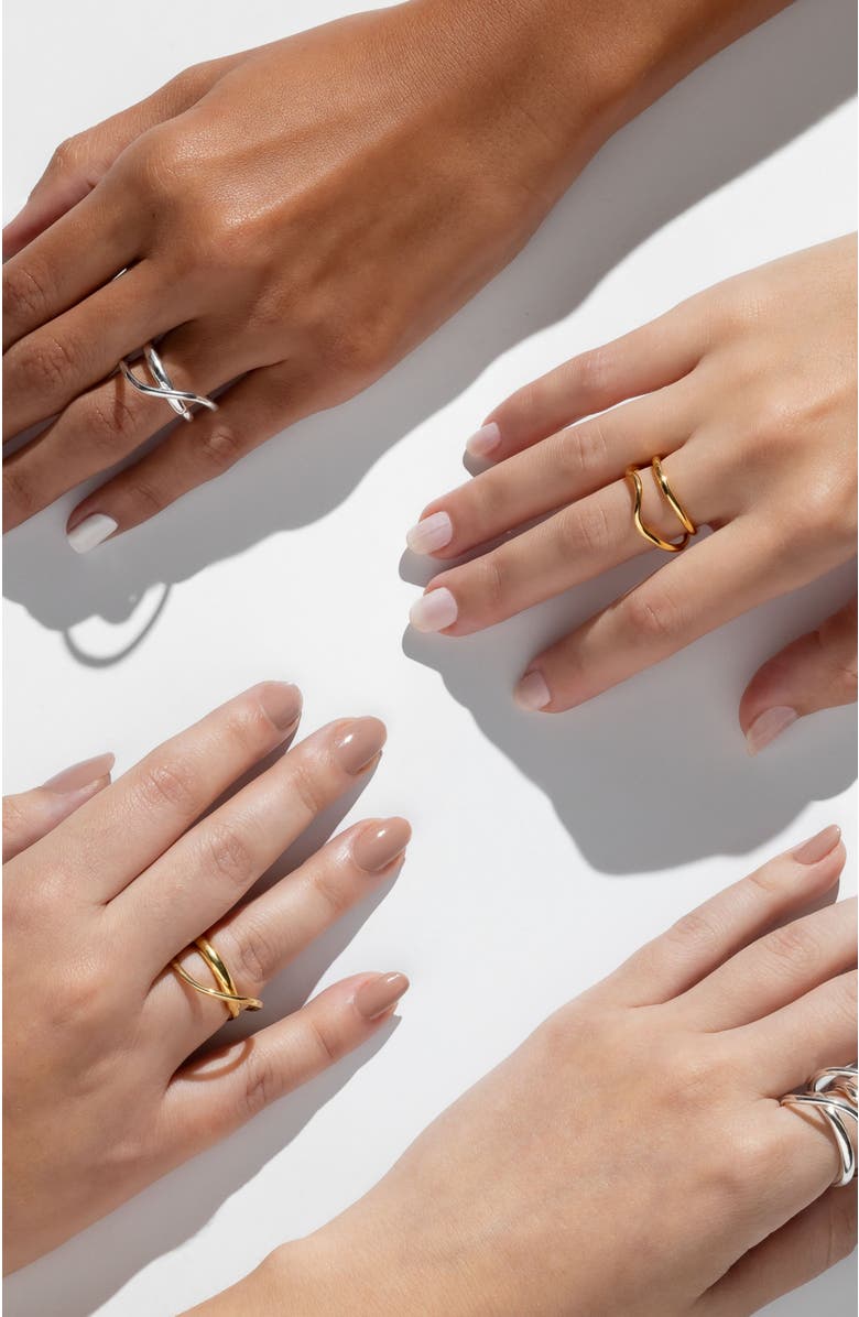 PIERETTI Naeva double and wave ring, Alternate, color, Gold Plate