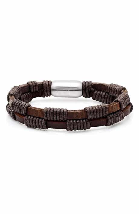 STEELTIME Men's Wrapped Leather Bracelet