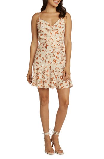 Matty M . Freddie Floral Cowl Neck Minidress In Orange