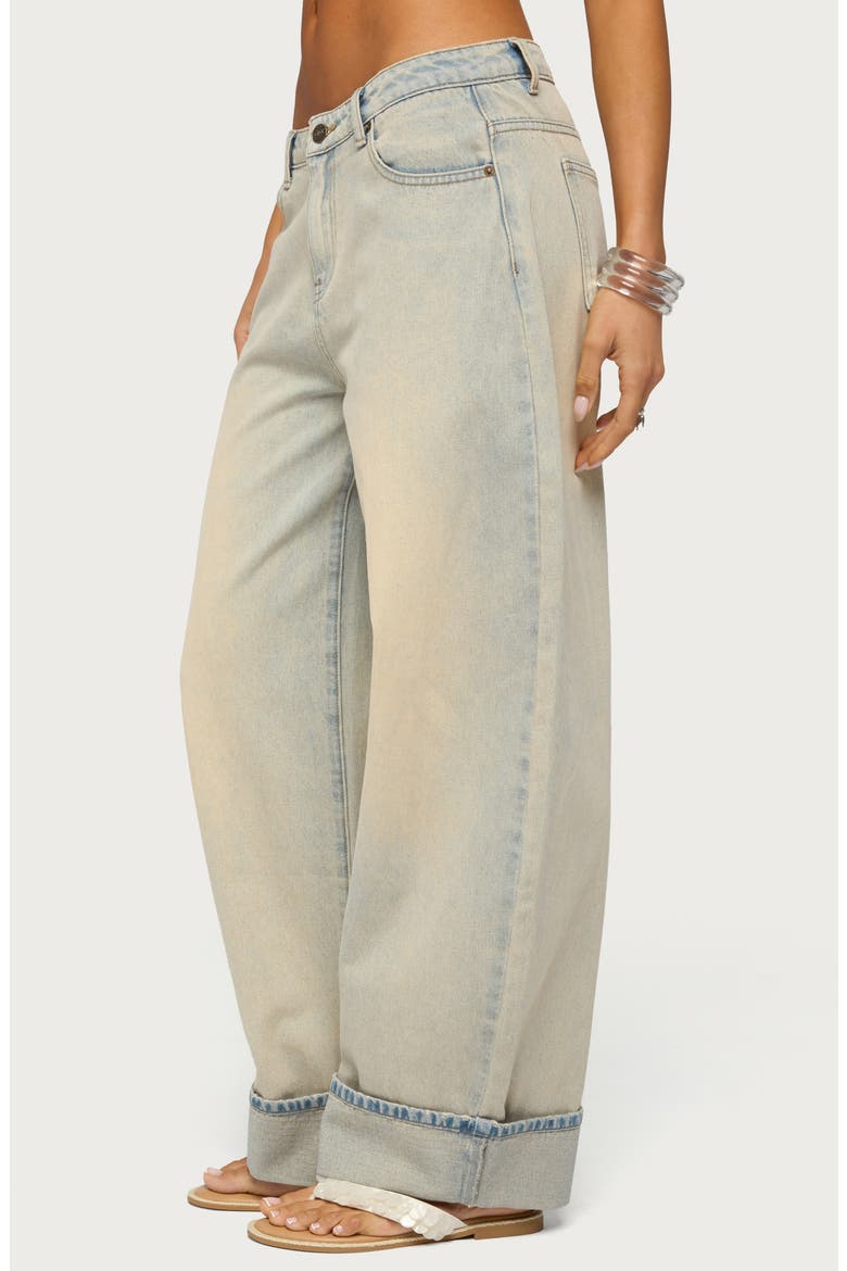 Kella Low Rise Baggy Cuffed Wide Leg Jeans, Alternate, color, LIGHT-BLUE